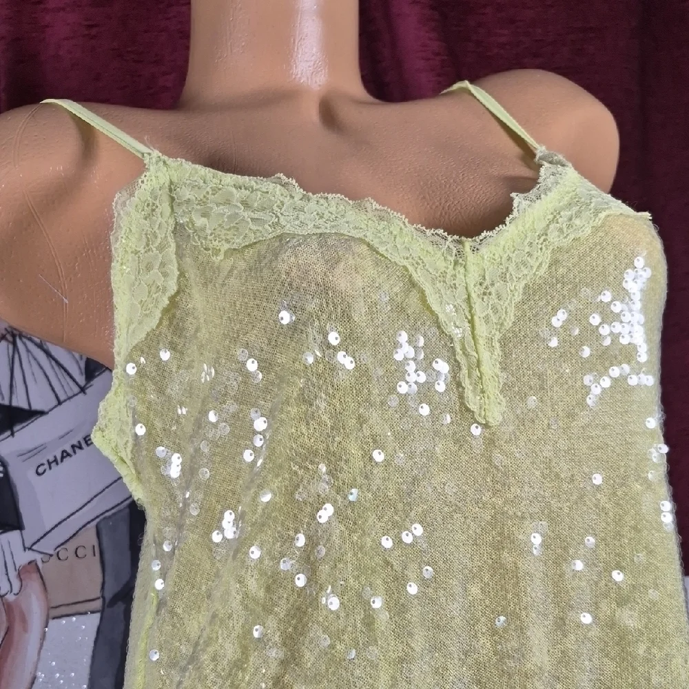 VICTORIA'S SECRET yYellow Sequin Lace Slip Dress NWT 2198 - Picture 4 of 7